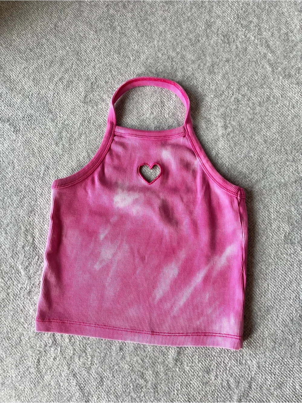 Zara Girls Pink Ribbed Halter Top with Heart Cutout